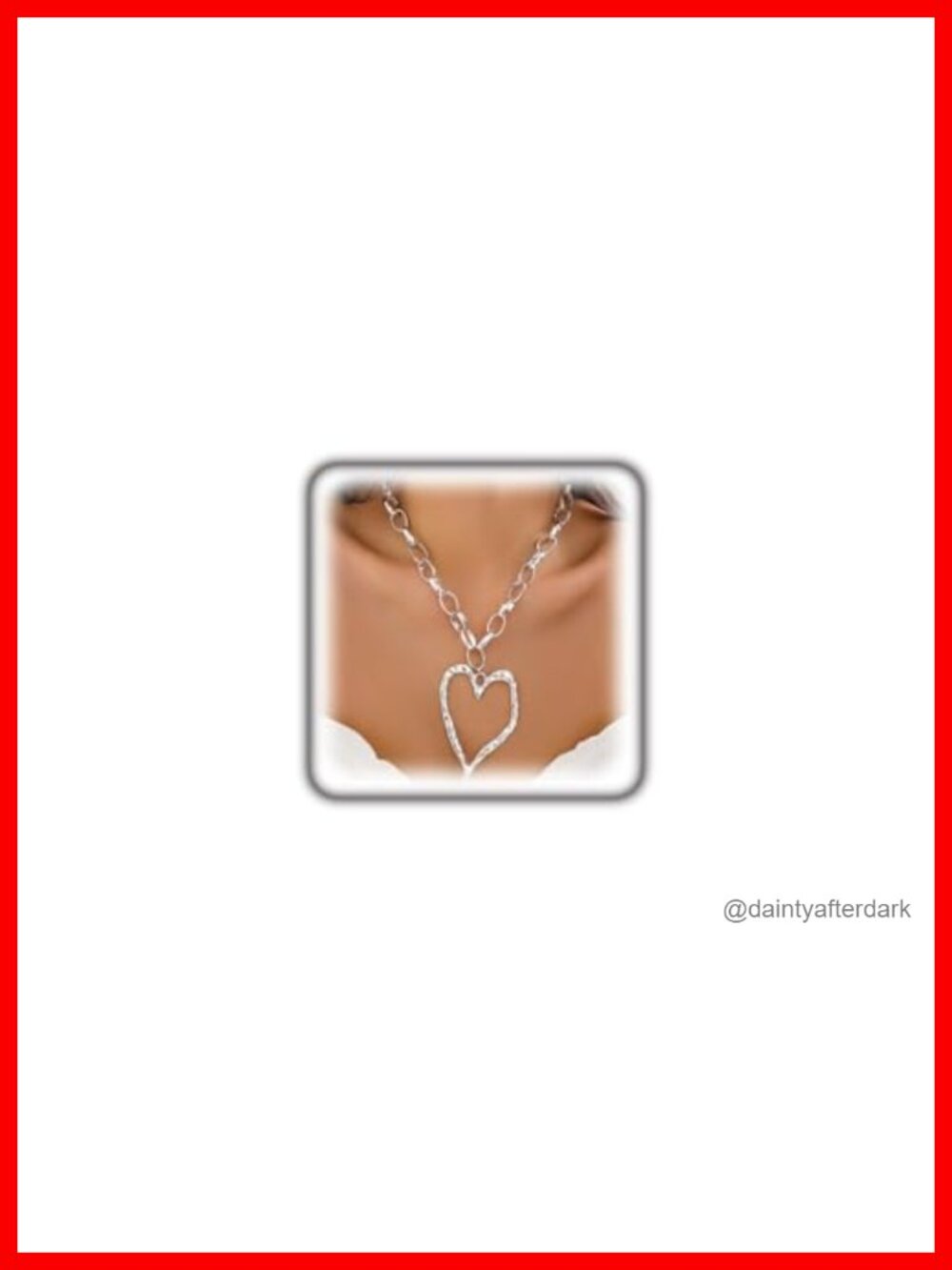 Chunky Large Heart Pendant Necklace Set Y2k Layered Pearl Choker Statement